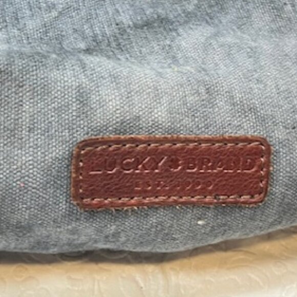 Lucky Brand BOHO Large Distressed Braided Leather Strap Blue Tote Shoulder Bag - Picture 8 of 16